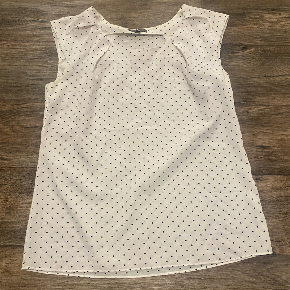 GAP White and Black Polka Dot Blouse